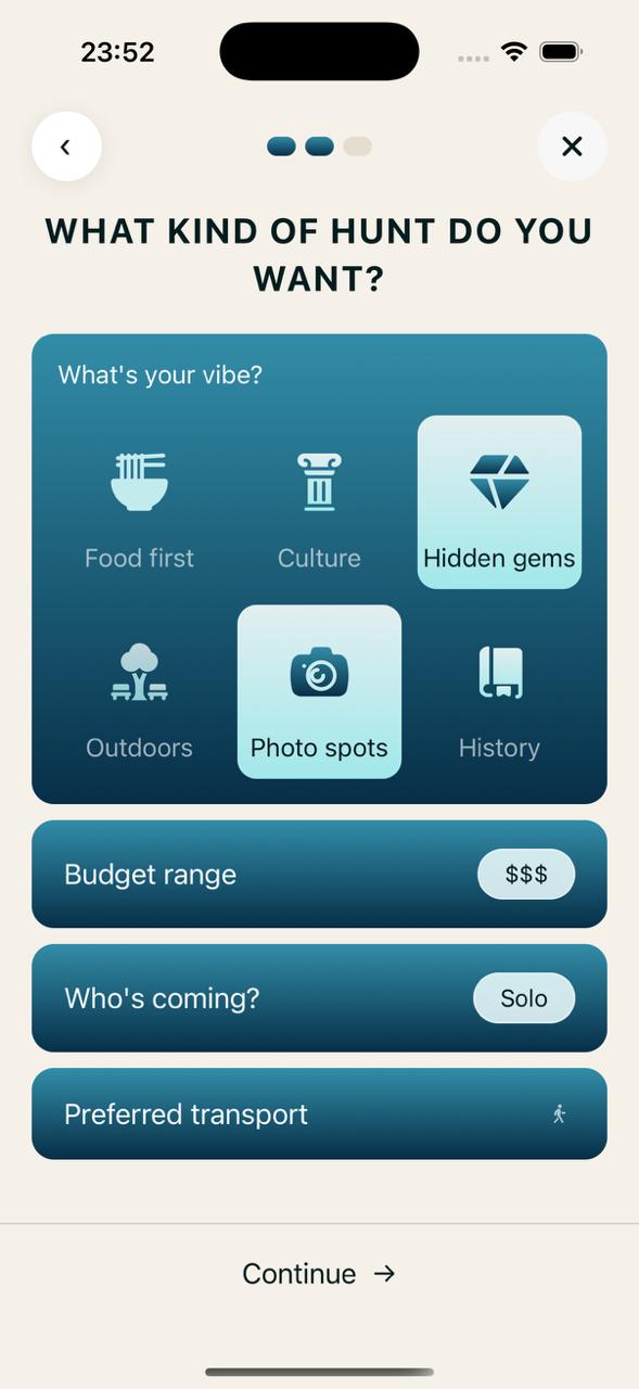 SravengerHunt hunt customization screen